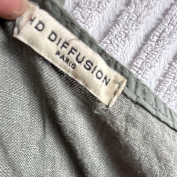 HD Diffusion Paris Women Green Polka Dots Linen Short Cap Sleeves Shirt Dress - Picture 3 of 9